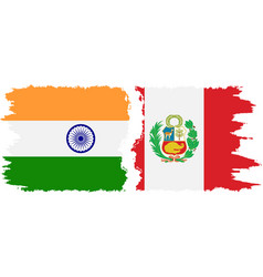 Peru And India Grunge Flags Connection