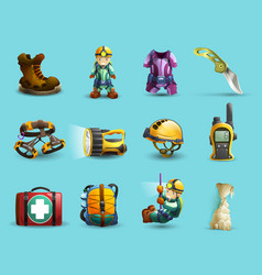 Speleology 3d Icons Set