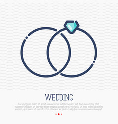 Wedding Rings Thin Line Icon Marital Status