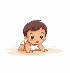 Cute Little Baby Boy Crawling On The Floor