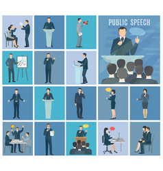 Public Speaking Flat Icons Set