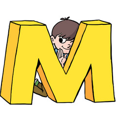 Boy Is Hiding Behind The Capital Letter M 2