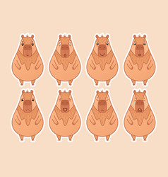 Cute Capybara With Different Emotions Emoji