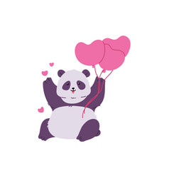 Cute Happy Panda Bear Sitting And Holding Heart