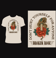 Vintage Snake Rose On T Shirt Mockup