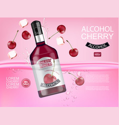 Cherry Liquor Bottle Realistic Mock Up Product