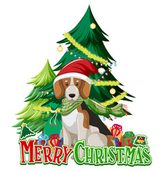 Merry Christmas Font With Beagle Dog