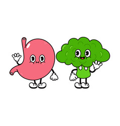 Cute Funny Happy Stomach And Broccoli Character