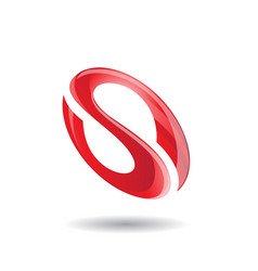 Red Abstract Oval Curvy Letter S Icon