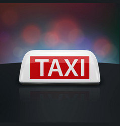 3d White And Red Taxi Car Sign Closeup