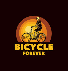 Logo Design Bicycle Forever With Skeleton Riding