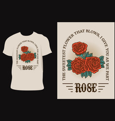 Vintage Rose Flower On T Shirt Mockup