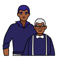 Black Grandfather With Son Characters