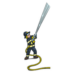 Firefighter With A Water Hose Cartoon