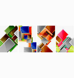 Color Glass Glossy Square Composition Poster Set