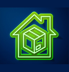 Glowing Neon Line Home Delivery Services Icon