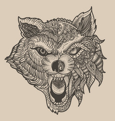 Roar Wolf Head Tribal Style