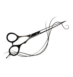 Stylist Scissors And Beautiful Curl Of Hair Design