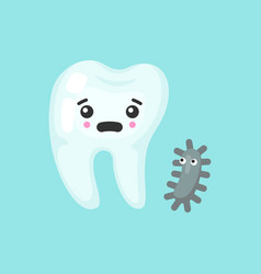 Tooth With Bacteria With Emotional Face Cute