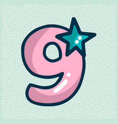 Unicorn Font Pink Number 9 With A Star