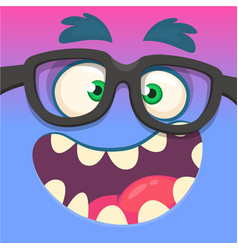 Cartoon Monster Face Wearing Eyeglasses