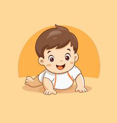 Cute Baby Boy Sitting On The Floor Cartoon