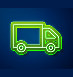 Glowing Neon Line Delivery Cargo Truck Vehicle