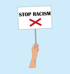 Hand Holding Poster With Slogans Against Racism