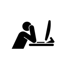 Man In Front Of Computer Burnout Concept Icon