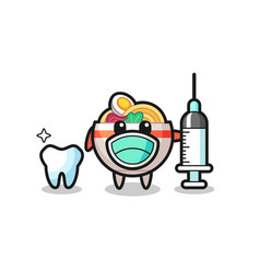 Mascot Character Noodle Bowl As A Dentist