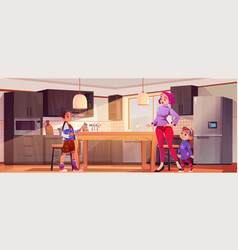 Mother And Daughters In Kitchen