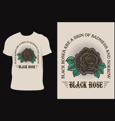 Vintage Black Rose Flower On T Shirt Mockup