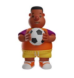 3d Big Boy Cartoon Picture Having A Soccer Ball