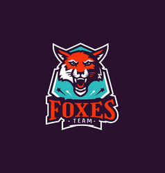 Sports Logo With Fox Mascot Colorful Sport Emblem