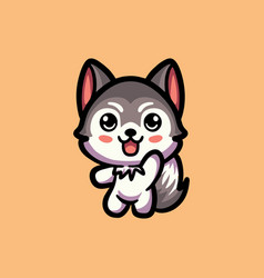 Cute Wolf Dog Cartoon Animal Mascot Design