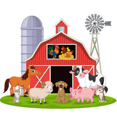 Cartoon Farm Animals In The Barnyard