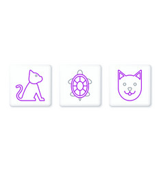 Set Line Cat And Turtle Icon