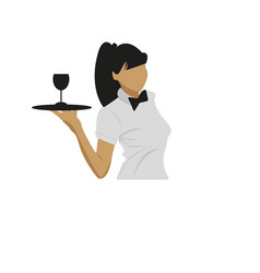 Cheerful Sexy Waitress With Tray And Wine Glass