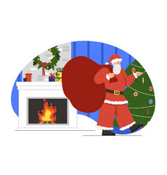 Santa By Fireplace Concept