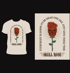 Vintage Skull Rose Flower On T Shirt Mockup