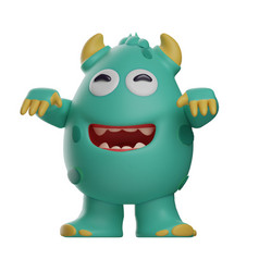 3d Cute Monster Cartoon Design As A Happy Zombie