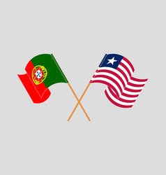 Crossed And Waving Flags Of Portugal Liberia