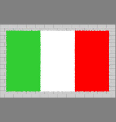 Italian Flag Canvas On A Brick Wall