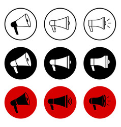 Megaphones Icons Speaker Sign Set Circle Button