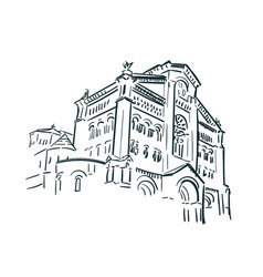 Monaco Church Sketch City Line Art