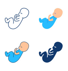 Baby Icon Set In Flat And Line Style