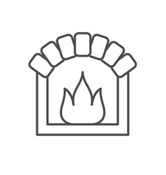 Burning Fireplace Line Outline Icon