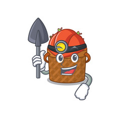 Cool Miner Worker Apple Basket Cartoon