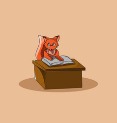 Cute Fox Reading Book Animal Character Design