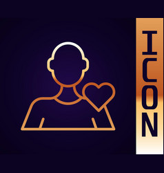 Gold Line Romantic Man Icon Isolated On Black